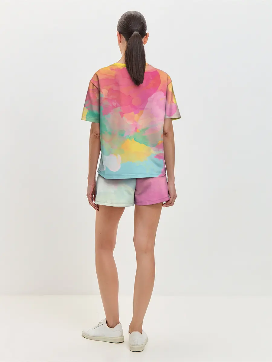 Женская пижама с шортами / Радужная акварель