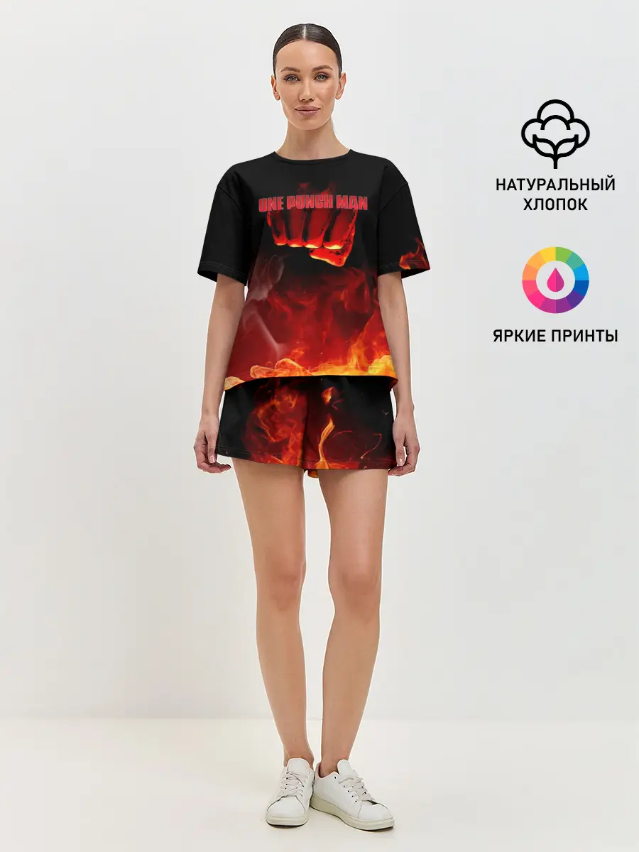 Женская пижама с шортами / Кулак One Punch-Man в огне