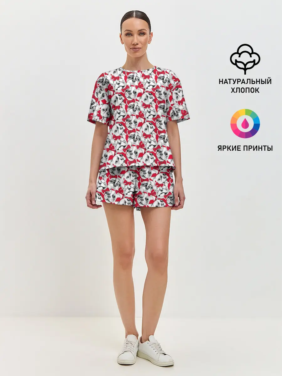 Женская пижама с шортами / Французский Бульдог