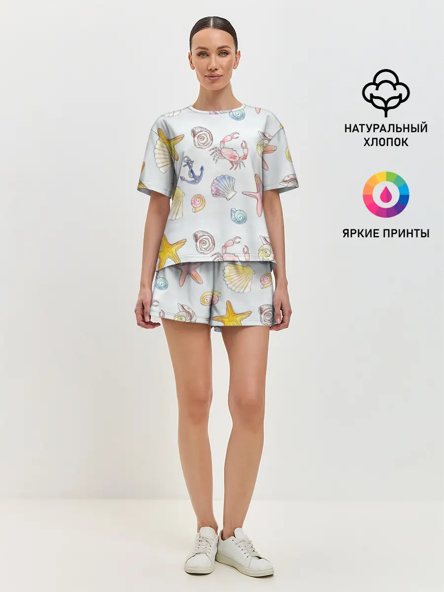 Женская пижама с шортами / морские ляльки