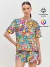 Женская пижама с шортами / цветы цветочки