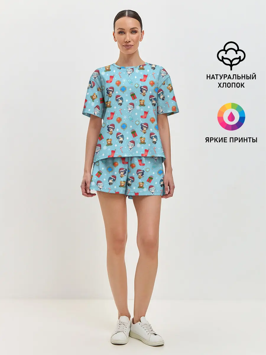 Женская пижама с шортами / GI Christmas Pattern