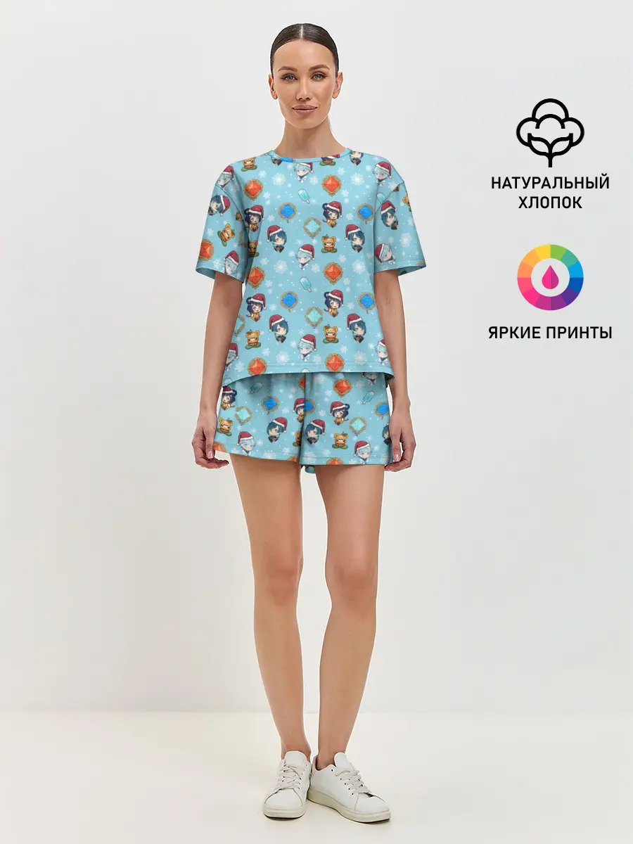 Женская пижама с шортами / Genshin Impact Pattern