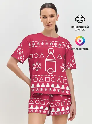 Женская пижама с шортами / Новогодний Ojingeo geim.