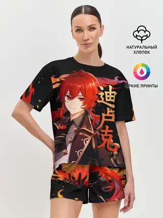 Женская пижама с шортами / Genshin Impact - Дилюк