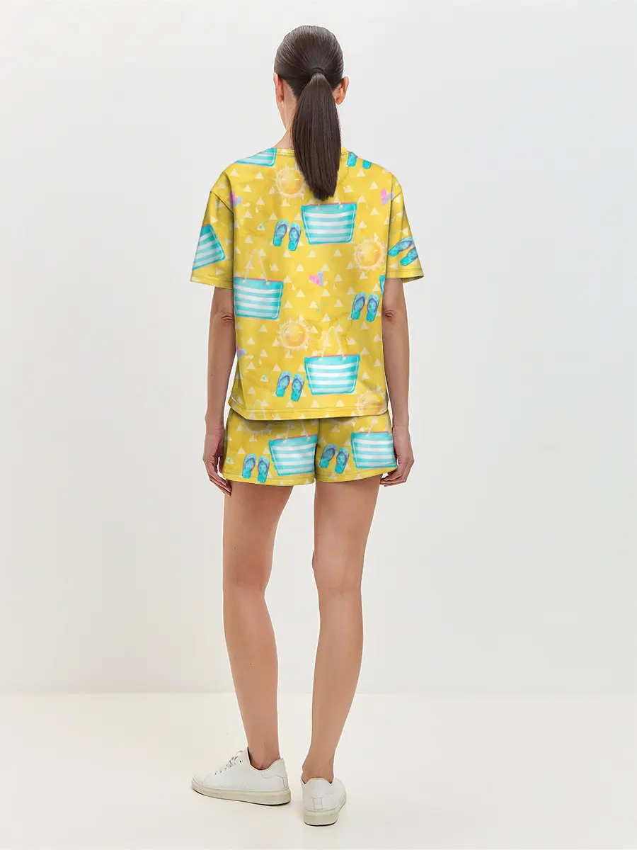 Женская пижама с шортами / Летний песочный пляж