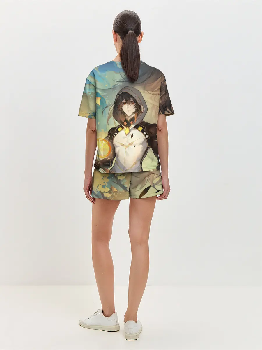 Женская пижама с шортами / Чжун Ли, Zhongli, Genshin Impact