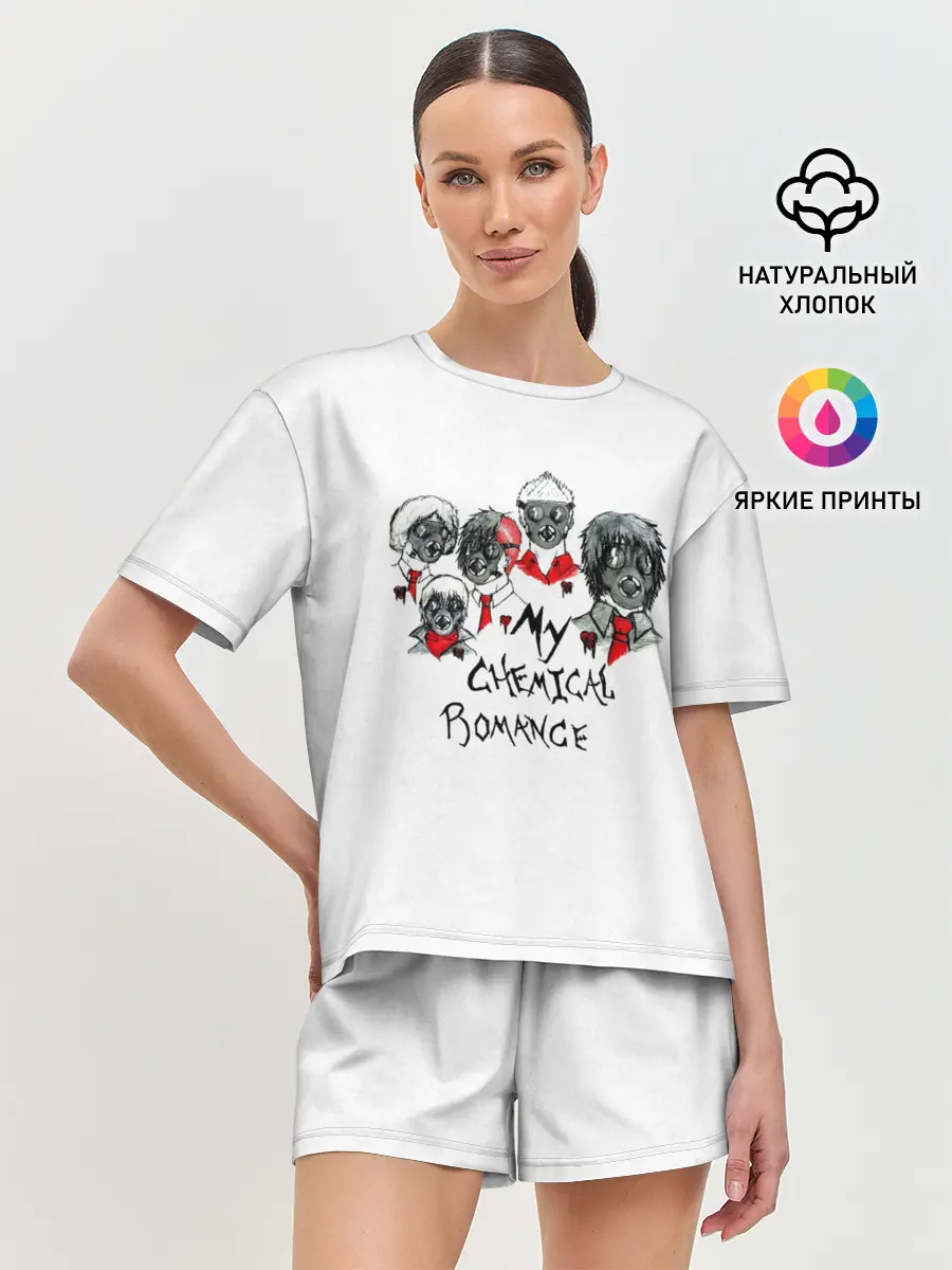 Женская пижама с шортами / Группа My Chemical Romance в противогазах