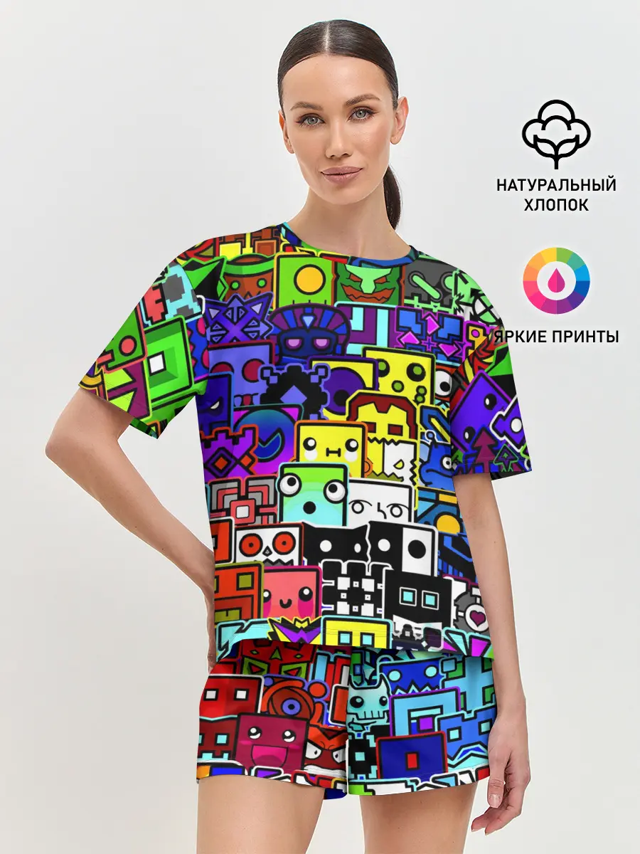 Женская пижама с шортами / GEOMETRY DASH ВСЕ СКИНЫ