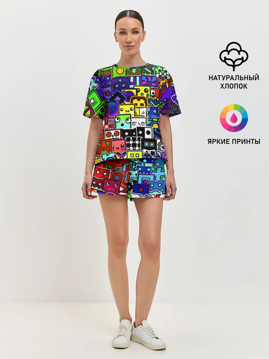 Женская пижама с шортами / GEOMETRY DASH ВСЕ СКИНЫ