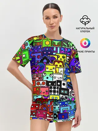 Женская пижама с шортами / GEOMETRY DASH ВСЕ СКИНЫ