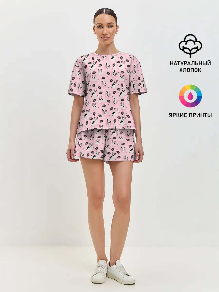 Женская пижама с шортами / Бульдог Французский