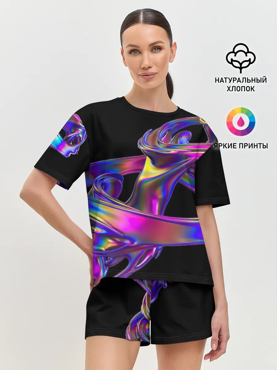 Женская пижама с шортами / Голографический ураган