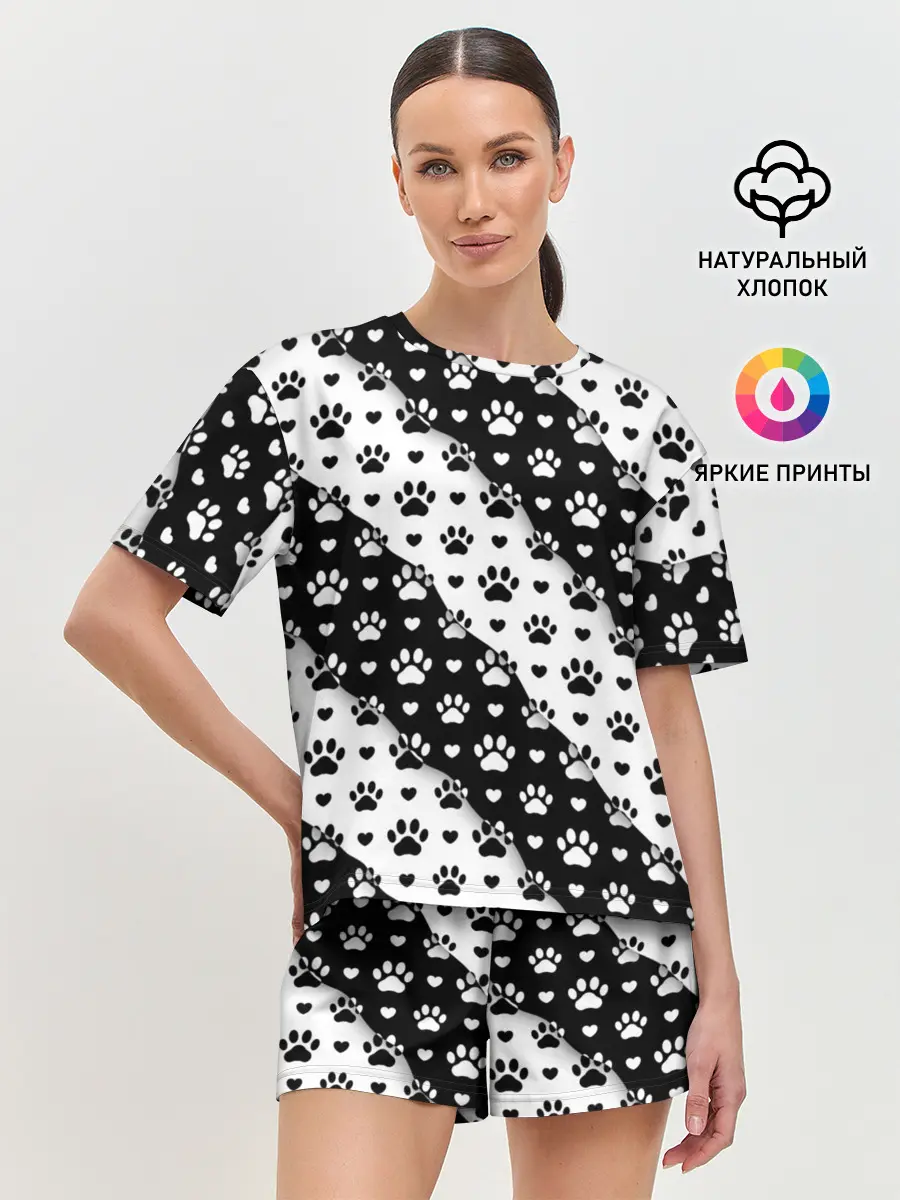 Женская пижама с шортами / Следы от Лап