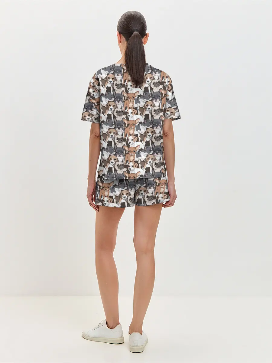 Женская пижама с шортами / Щенки Разных Пород