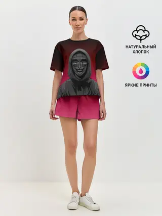 Женская пижама с шортами / Распорядитель игры на черно розовом фоне