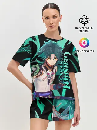 Женская пижама с шортами / Геншин импакт: Сяо