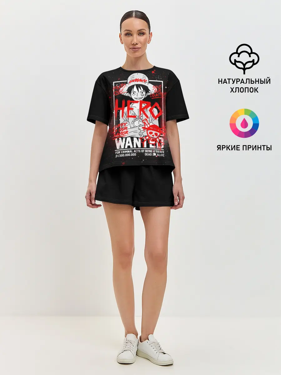 Женская пижама с шортами / One Piece: Разыскивается Манки Д Лаффи