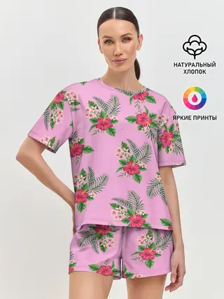Женская пижама с шортами / Букеты лилий