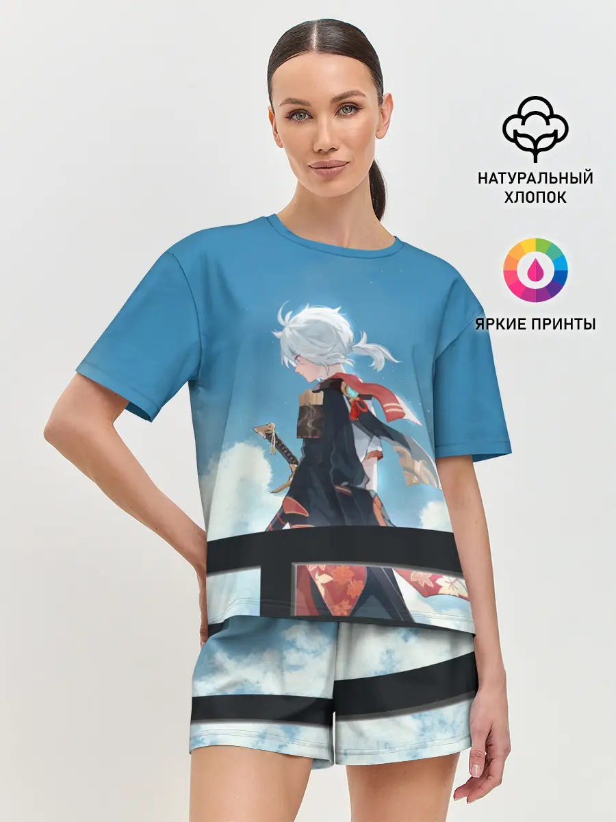 Женская пижама с шортами / КАДЗУХА НА ФОНЕ НЕБА