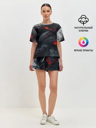 Женская пижама с шортами / ЧЁРНЫЙ СИМБИОТ / ГРАНЖ / BLACK MONSTER