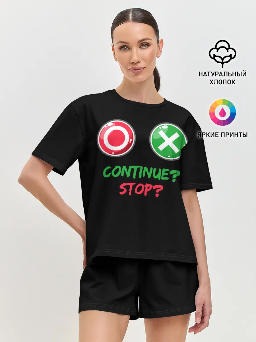 Женская пижама с шортами / Игра в кальмара: кнопки выбора