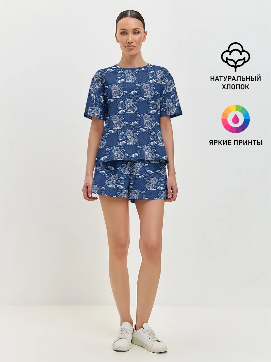 Женская пижама с шортами / Тигры паттерн