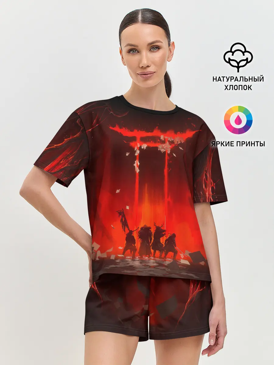 Женская пижама с шортами / GHOST OF TSUSHIMA САМУРИ В ОГНЕ