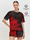 Женская пижама с шортами / ЧЁРНО КРАСНЫЕ КРАСКИ | RED BLACK STRIPES