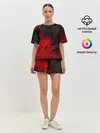 Женская пижама с шортами / ЧЁРНО КРАСНЫЕ КРАСКИ | RED BLACK STRIPES