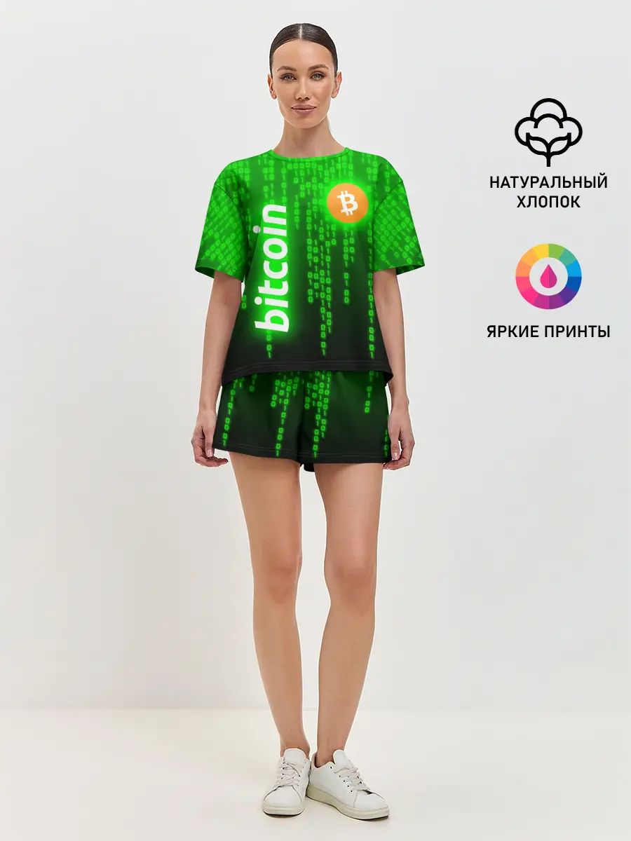 Женская пижама с шортами / BITCOIN / БИТКОИН / CRYPTO / КРИПТА