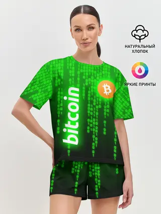 Женская пижама с шортами / BITCOIN / БИТКОИН / CRYPTO / КРИПТА