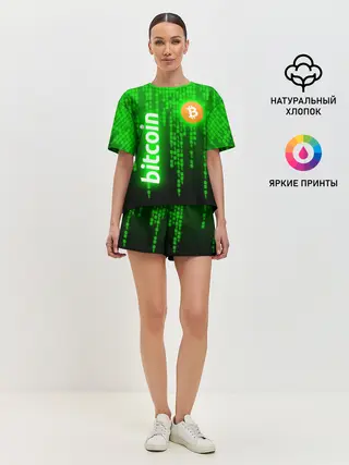 Женская пижама с шортами / BITCOIN / БИТКОИН / CRYPTO / КРИПТА