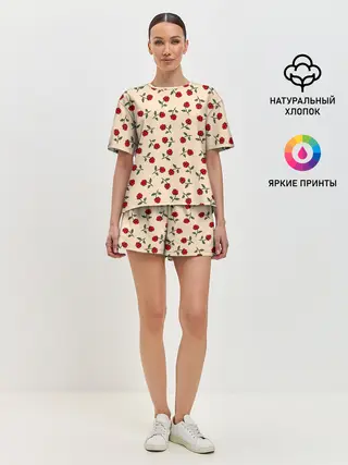 Женская пижама с шортами / Прованс из роз