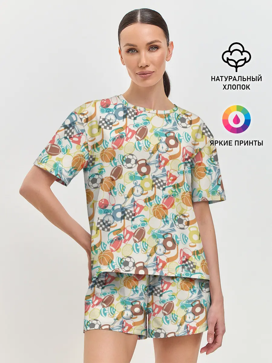 Женская пижама с шортами / Разный Спорт
