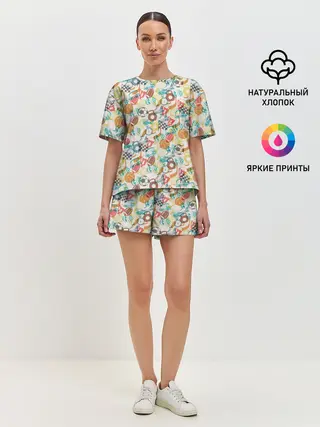 Женская пижама с шортами / Разный Спорт