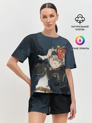 Женская пижама с шортами / Черный клевер