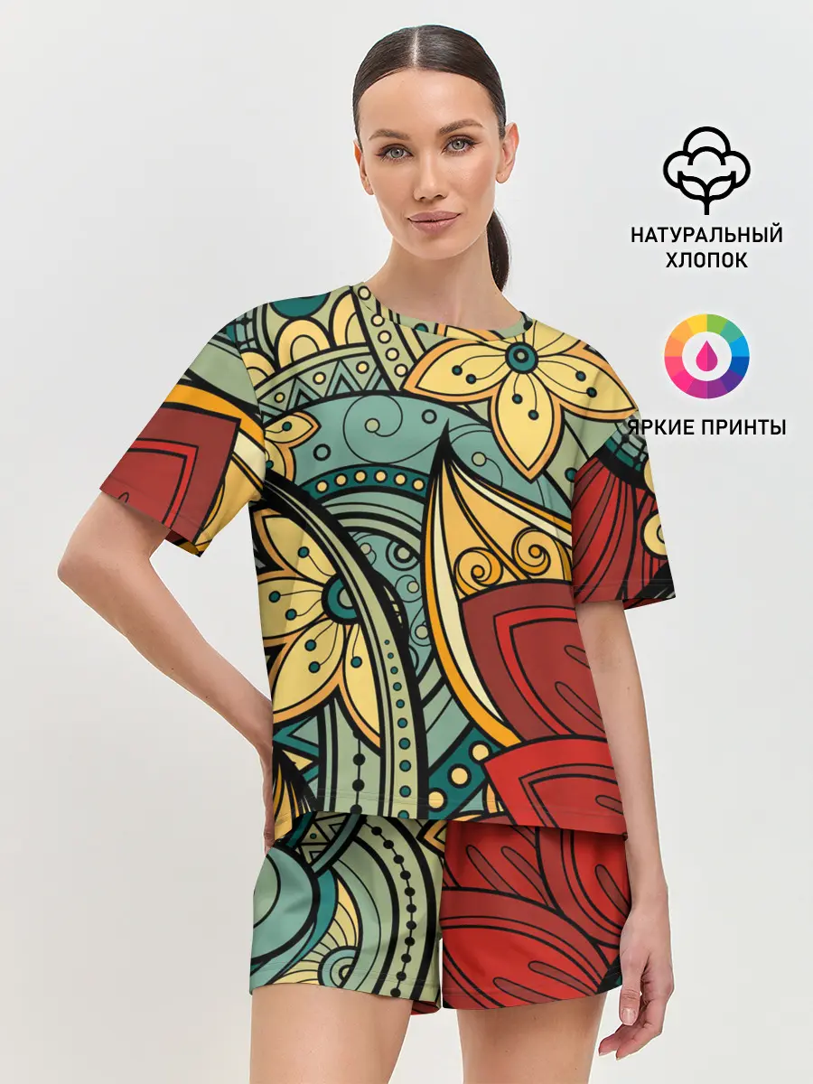 Женская пижама с шортами / ЯрКие ЦветЫ