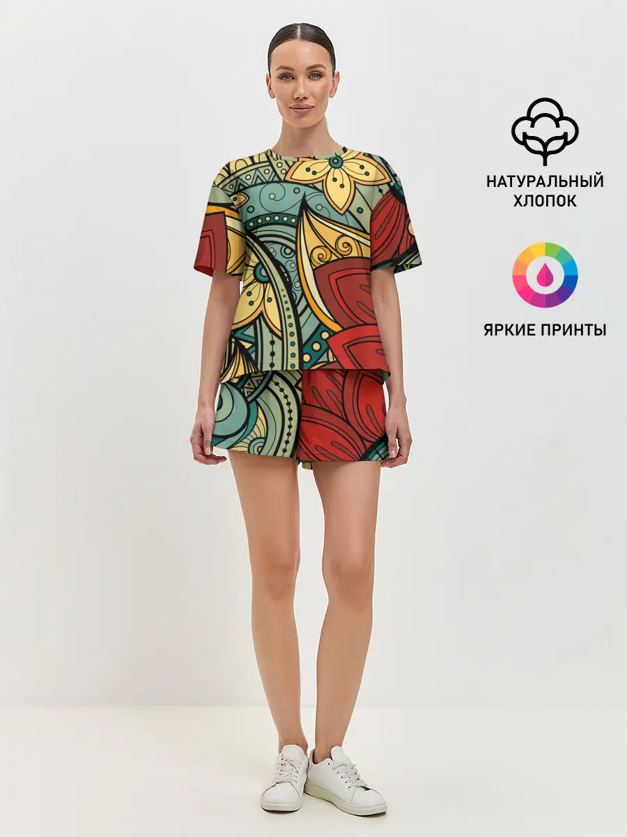 Женская пижама с шортами / ЯрКие ЦветЫ