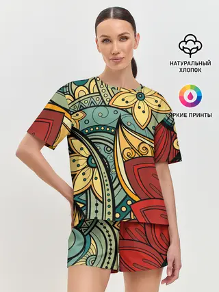 Женская пижама с шортами / ЯрКие ЦветЫ