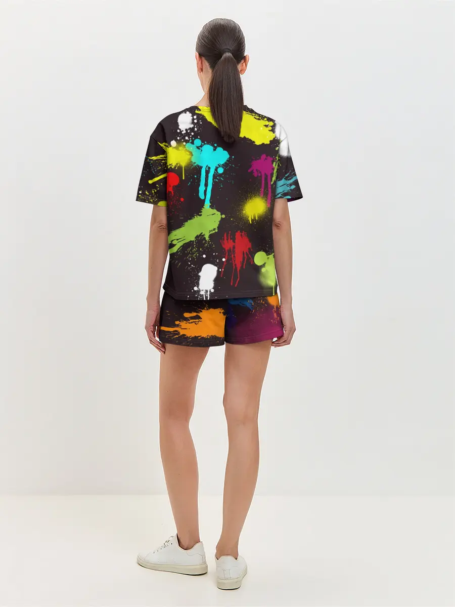 Женская пижама с шортами / Красочные кубы