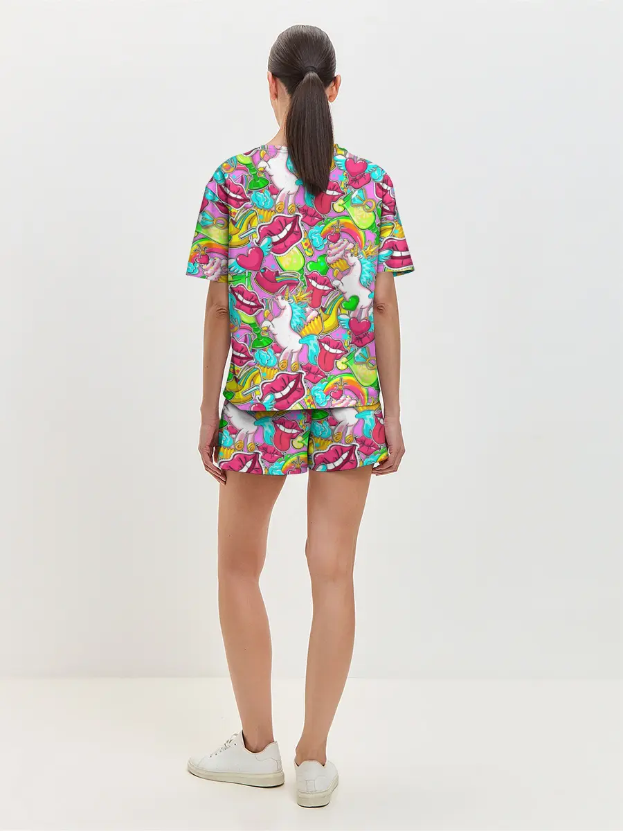 Женская пижама с шортами / Губы фреш