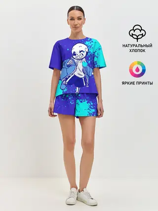 Женская пижама с шортами / UNDERTALE SANS BLUE
