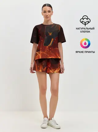 Женская пижама с шортами / ОГНЕНЫЙ ВОЛК, 3d