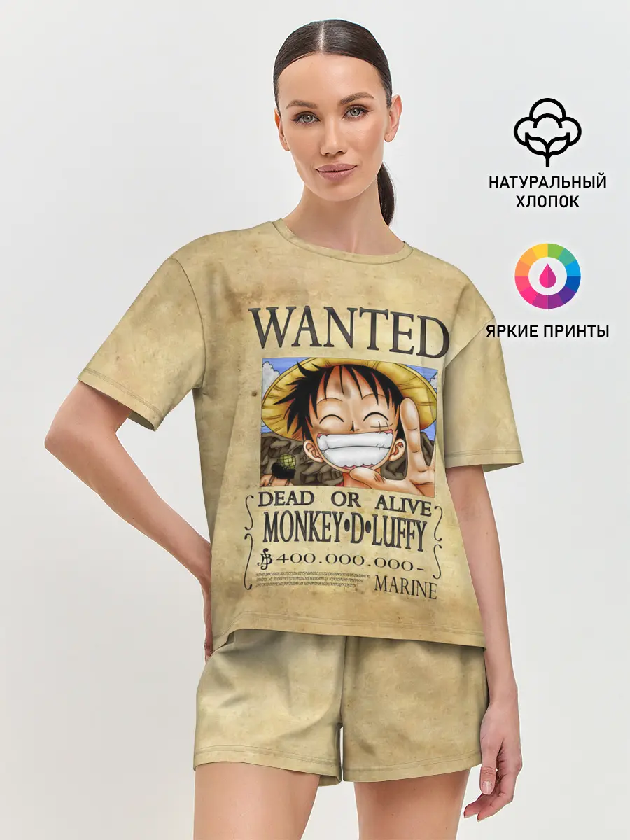 Женская пижама с шортами / Манки Д. Луффи в розыске One Piece