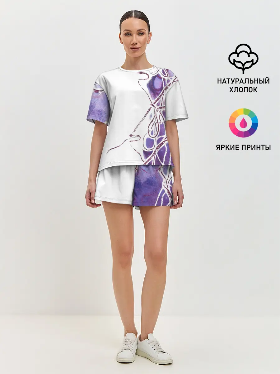Женская пижама с шортами / Фиолетовые нити