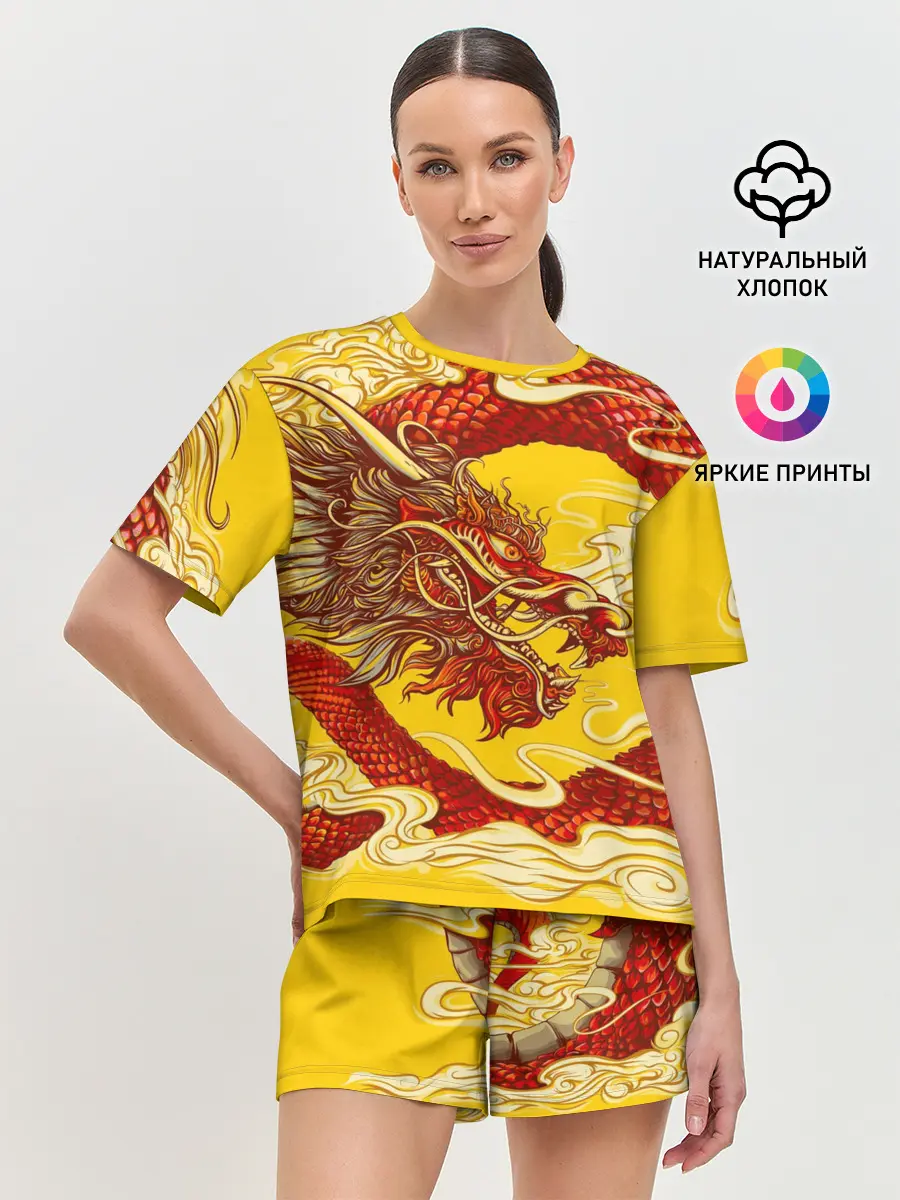 Женская пижама с шортами / Китайский Дракон, China Dragon
