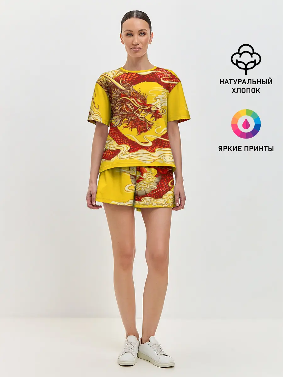 Женская пижама с шортами / Китайский Дракон, China Dragon