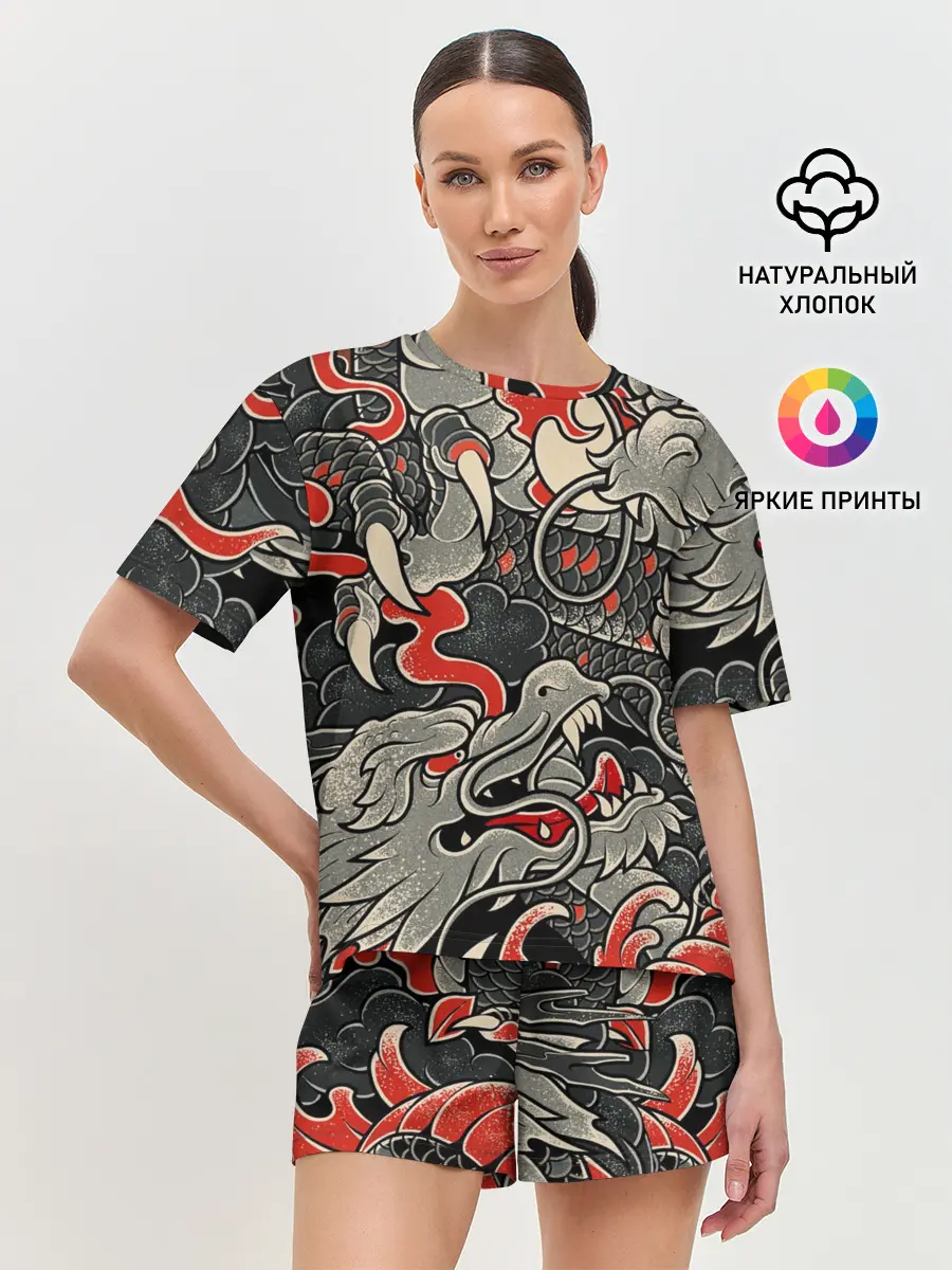 Женская пижама с шортами / Китайский Дракон, China Dragon