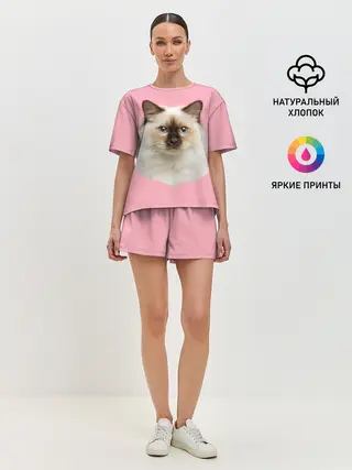 Женская пижама с шортами / Пушистый кот